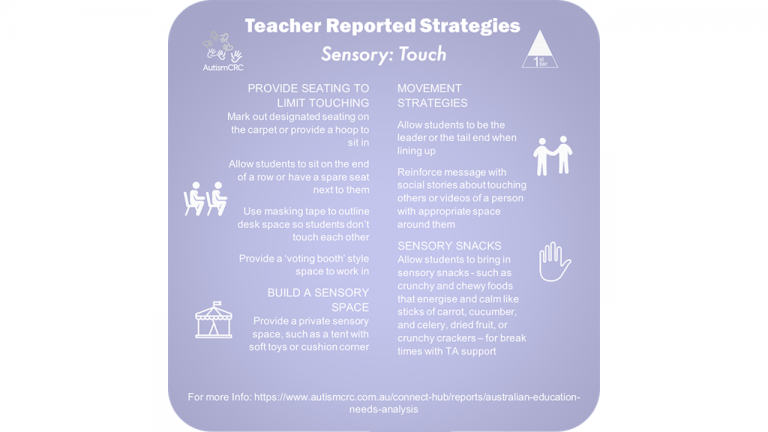 Teacher reported strategies: sensory touch