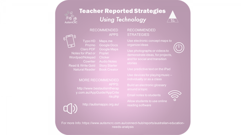 Teacher reported strategies: using technology