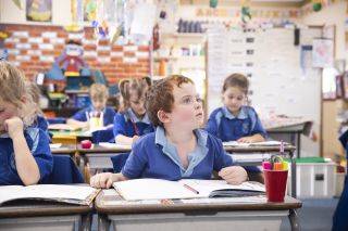 Student working at a desk