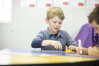 Student working at a desk